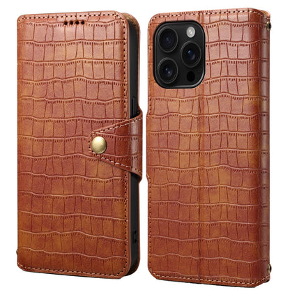 iPhone 16 Pro Max Denior Crocodile Texture Oil Edge Leather Phone Case with Card Wallet and Kickstand