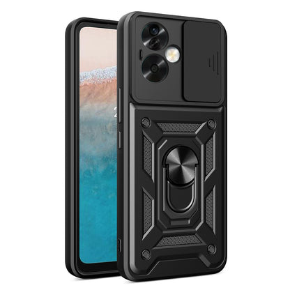 OPPO A79 5G Sliding Camera Cover Magnetic Ring Stand Shockproof TPU + PC Protective Phone Case
