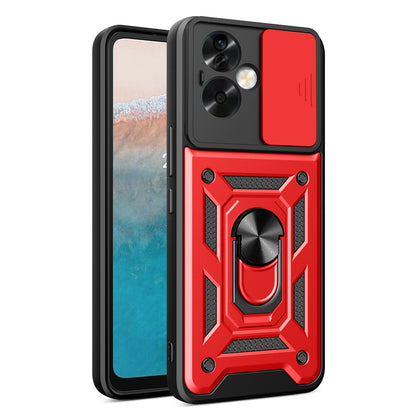 OPPO A79 5G Sliding Camera Cover Magnetic Ring Stand Shockproof TPU + PC Protective Phone Case