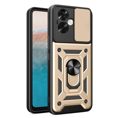 OPPO A79 5G Sliding Camera Cover Magnetic Ring Stand Shockproof TPU + PC Protective Phone Case