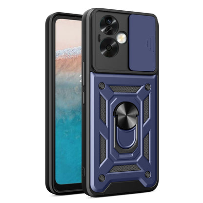 OPPO A79 5G Sliding Camera Cover Magnetic Ring Stand Shockproof TPU + PC Protective Phone Case