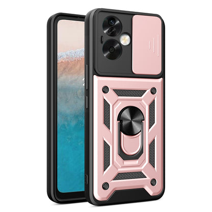 OPPO A79 5G Sliding Camera Cover Magnetic Ring Stand Shockproof TPU + PC Protective Phone Case