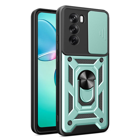 OPPO Reno12 Pro 5G Sliding Camera Cover Magnetic Ring Stand Shockproof TPU + PC Protective Phone Case