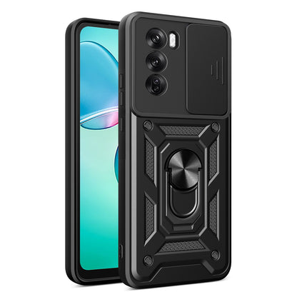 OPPO Reno12 Pro 5G Sliding Camera Cover Magnetic Ring Stand Shockproof TPU + PC Protective Phone Case