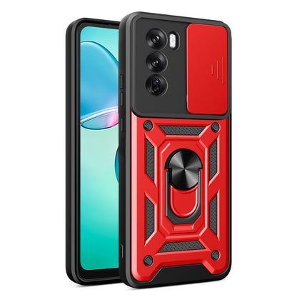 OPPO Reno12 Pro 5G Sliding Camera Cover Magnetic Ring Stand Shockproof TPU + PC Protective Phone Case