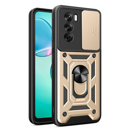 OPPO Reno12 Pro 5G Sliding Camera Cover Magnetic Ring Stand Shockproof TPU + PC Protective Phone Case