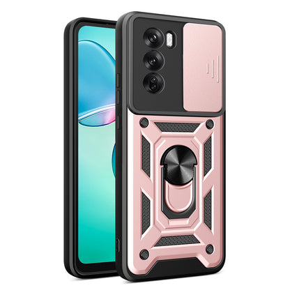 OPPO Reno12 Pro 5G Sliding Camera Cover Magnetic Ring Stand Shockproof TPU + PC Protective Phone Case