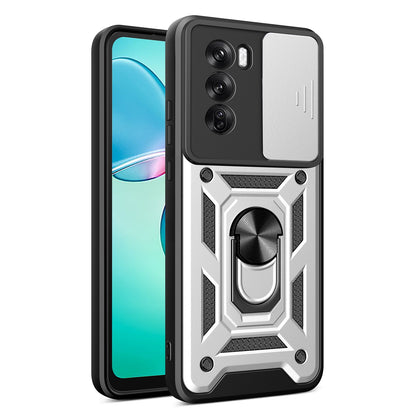 OPPO Reno12 Pro 5G Sliding Camera Cover Magnetic Ring Stand Shockproof TPU + PC Protective Phone Case