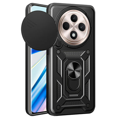 OPPO Reno12 F 5G Sliding Camera Cover Magnetic Ring Stand Shockproof TPU + PC Protective Phone Case