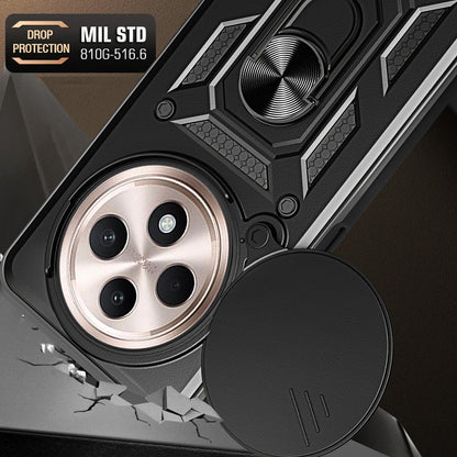 OPPO Reno12 F 5G Sliding Camera Cover Magnetic Ring Stand Shockproof TPU + PC Protective Phone Case