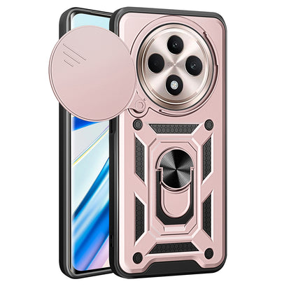 OPPO Reno12 F 5G Sliding Camera Cover Magnetic Ring Stand Shockproof TPU + PC Protective Phone Case