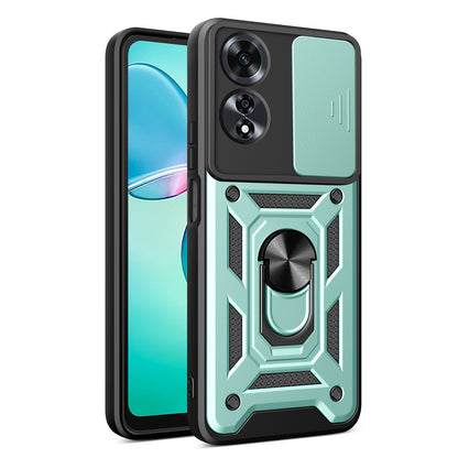 OPPO A60 4G Sliding Camera Cover Magnetic Ring Stand Shockproof TPU + PC Protective Phone Case