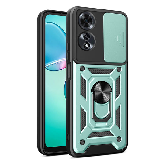 OPPO A60 4G Sliding Camera Cover Magnetic Ring Stand Shockproof TPU + PC Protective Phone Case