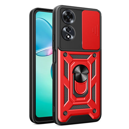 OPPO A60 4G Sliding Camera Cover Magnetic Ring Stand Shockproof TPU + PC Protective Phone Case