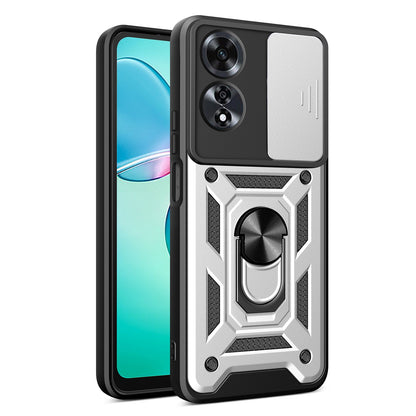 OPPO A60 4G Sliding Camera Cover Magnetic Ring Stand Shockproof TPU + PC Protective Phone Case
