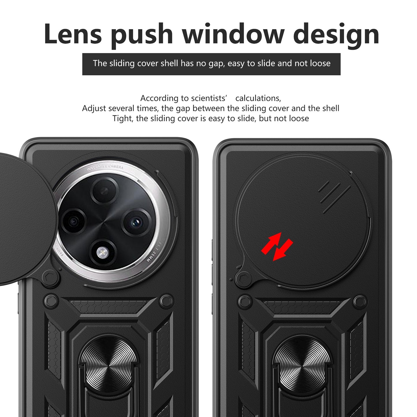 OPPO F27 Pro Sliding Camera Cover Magnetic Ring Stand Shockproof TPU + PC Protective Phone Case