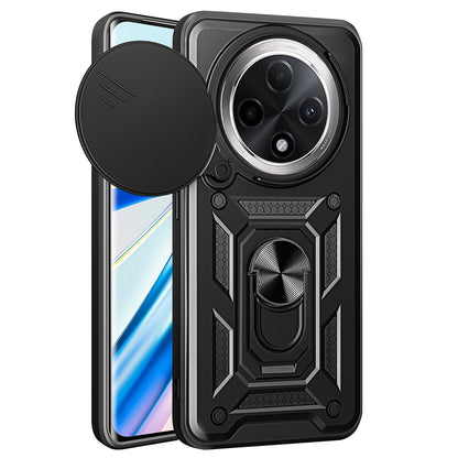OPPO F27 Pro+ Sliding Camera Cover Magnetic Ring Stand Shockproof TPU + PC Protective Phone Case