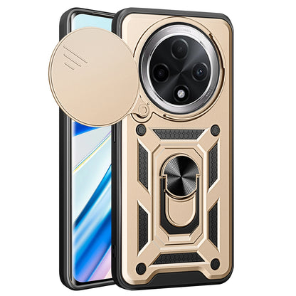 OPPO F27 Pro+ Sliding Camera Cover Magnetic Ring Stand Shockproof TPU + PC Protective Phone Case