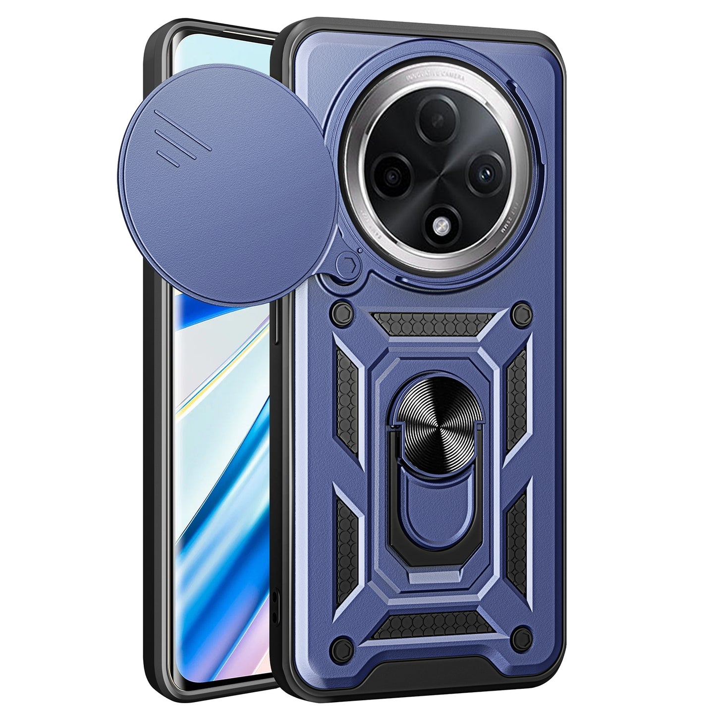OPPO F27 Pro Sliding Camera Cover Magnetic Ring Stand Shockproof TPU + PC Protective Phone Case