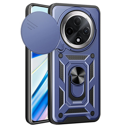 OPPO F27 Pro+ Sliding Camera Cover Magnetic Ring Stand Shockproof TPU + PC Protective Phone Case