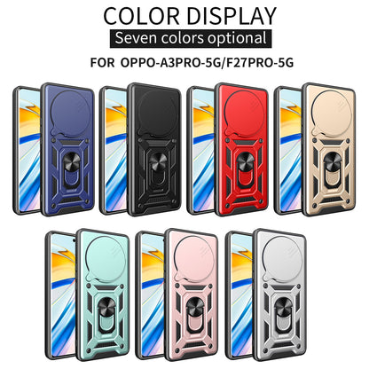 OPPO F27 Pro+ Sliding Camera Cover Magnetic Ring Stand Shockproof TPU + PC Protective Phone Case