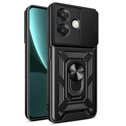 OPPO A3x 4G Sliding Camera Cover Magnetic Ring Stand Shockproof TPU + PC Protective Phone Case