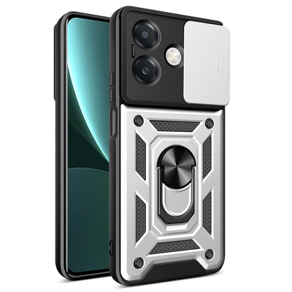 OPPO A3x 4G Sliding Camera Cover Magnetic Ring Stand Shockproof TPU + PC Protective Phone Case