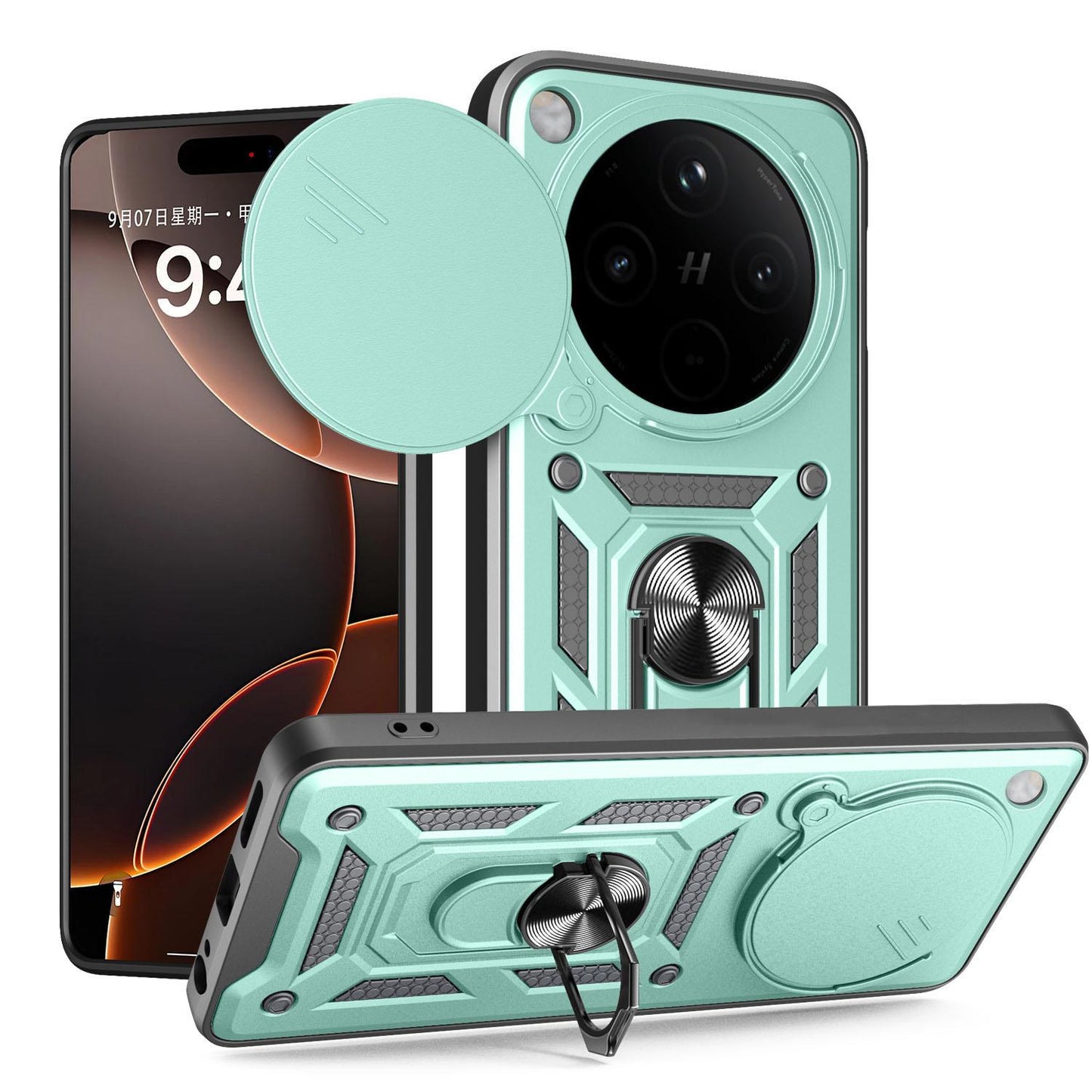 OPPO Find X8 Pro Sliding Camera Cover Magnetic Ring Stand Shockproof TPU + PC Protective Phone Case