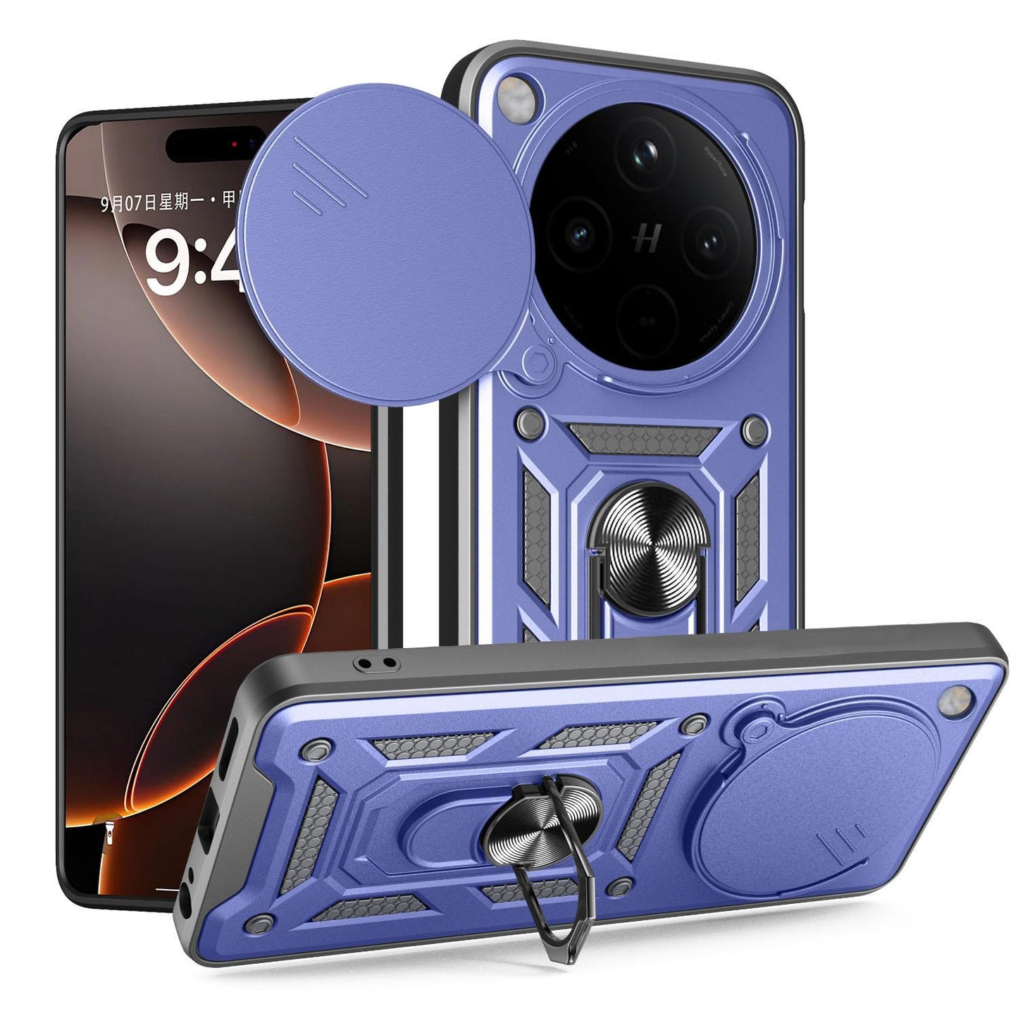 OPPO Find X8 Sliding Camera Cover Magnetic Ring Stand Shockproof TPU + PC Protective Phone Case
