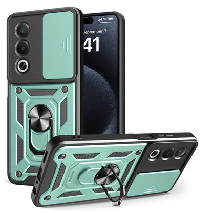 OPPO A3 Pro 5G Sliding Camera Cover Magnetic Ring Stand Shockproof TPU + PC Protective Phone Case