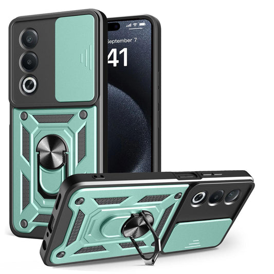 OPPO A3 Pro 5G Sliding Camera Cover Magnetic Ring Stand Shockproof TPU + PC Protective Phone Case