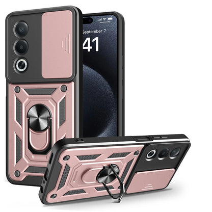 OPPO A3 Pro 5G Sliding Camera Cover Magnetic Ring Stand Shockproof TPU + PC Protective Phone Case