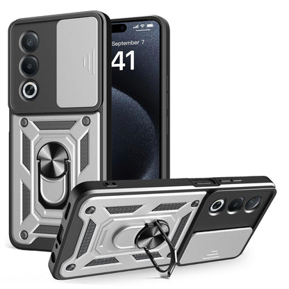 OPPO A80 5G Sliding Camera Cover Magnetic Ring Stand Shockproof TPU + PC Protective Phone Case