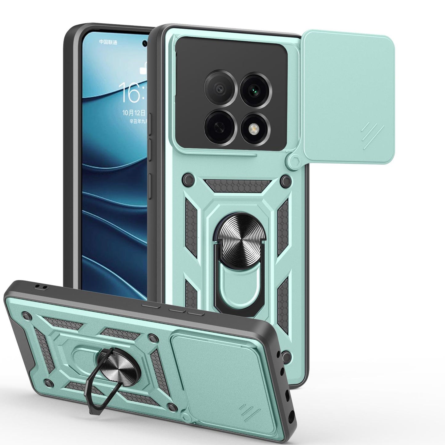 OPPO F29 Pro 5G Sliding Camera Cover Magnetic Ring Stand Shockproof TPU + PC Protective Phone Case