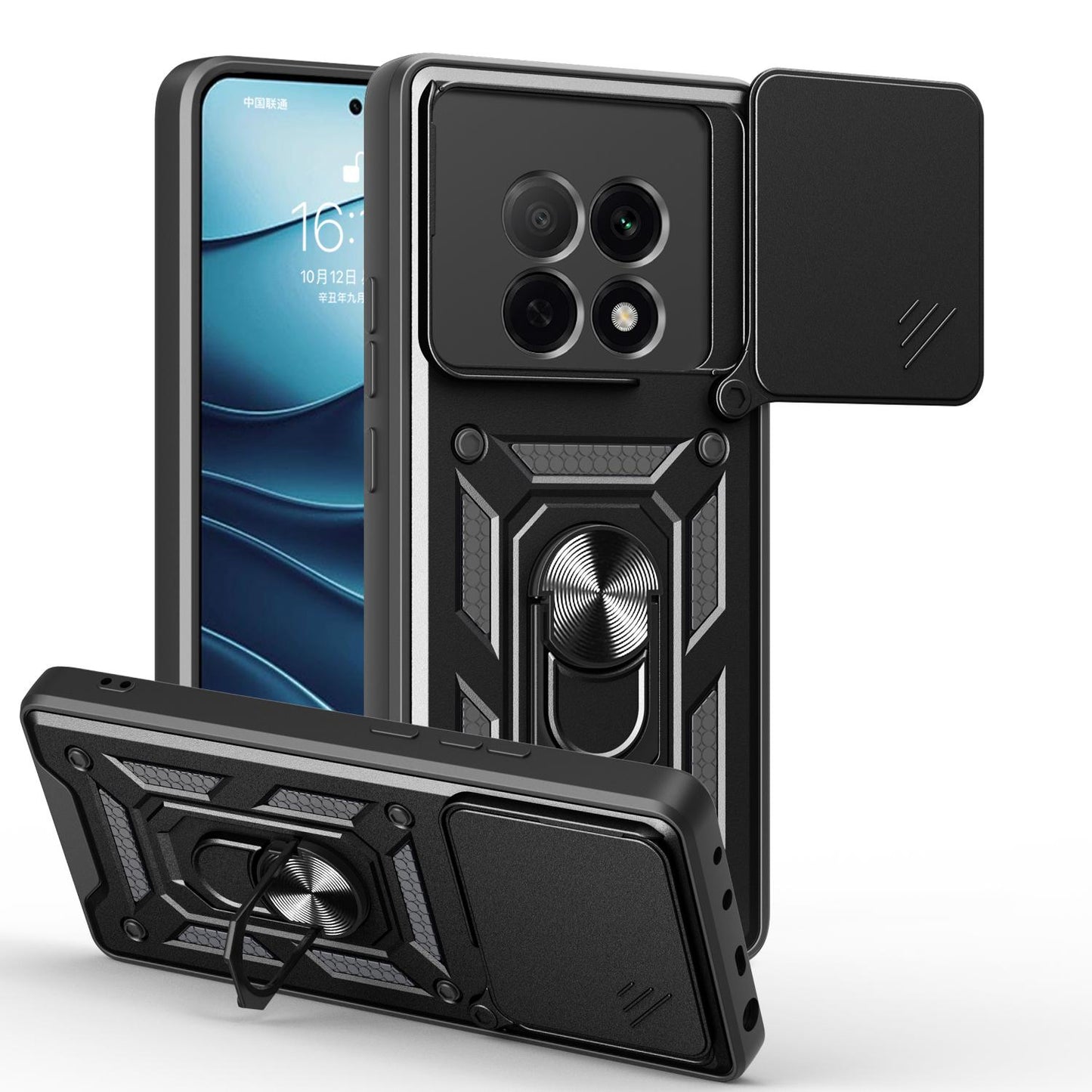 OPPO F29 Pro 5G Sliding Camera Cover Magnetic Ring Stand Shockproof TPU + PC Protective Phone Case