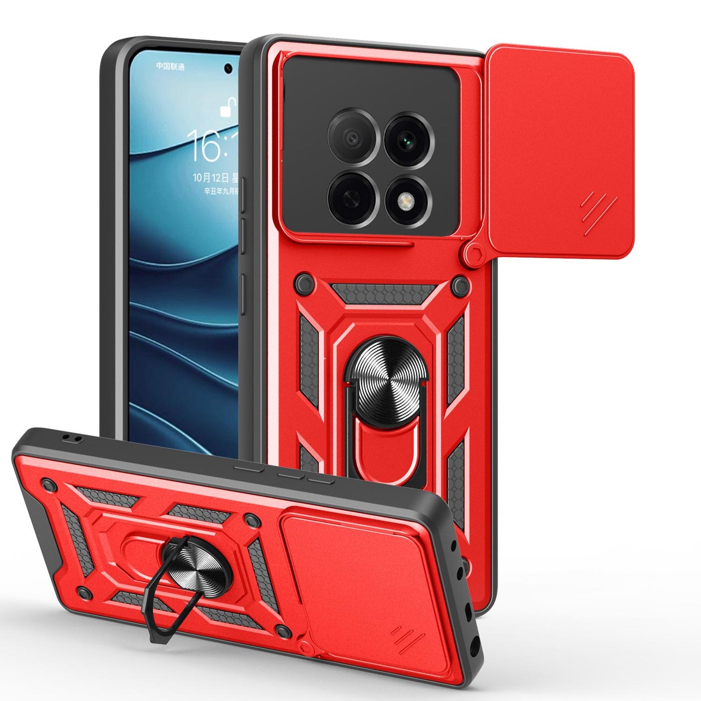 OPPO F29 Pro 5G Sliding Camera Cover Magnetic Ring Stand Shockproof TPU + PC Protective Phone Case