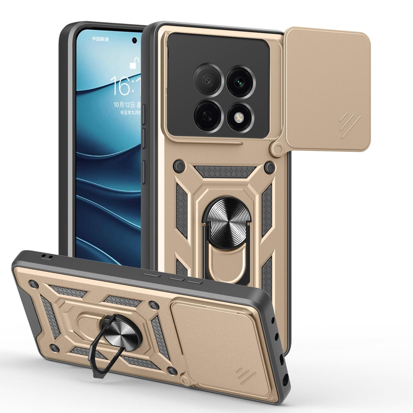 OPPO F29 Pro 5G Sliding Camera Cover Magnetic Ring Stand Shockproof TPU + PC Protective Phone Case