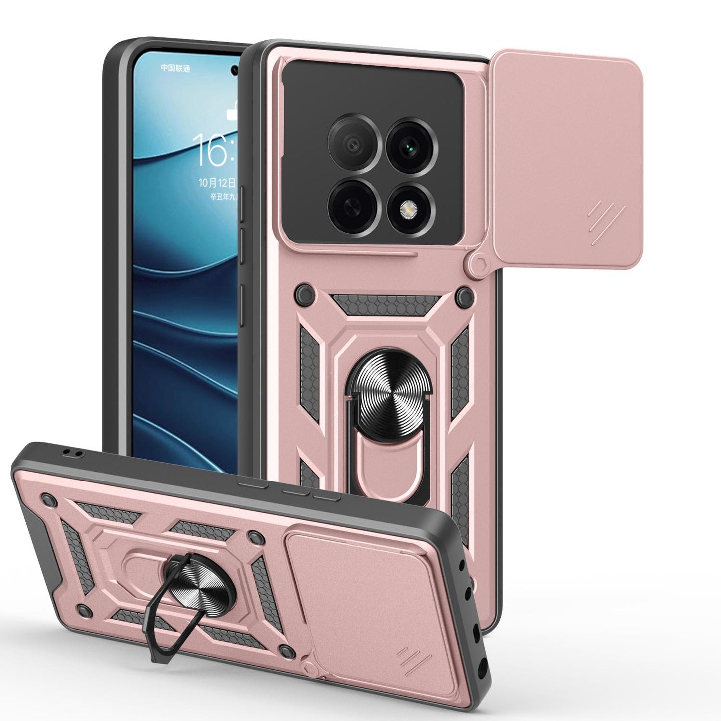 OPPO F29 Pro 5G Sliding Camera Cover Magnetic Ring Stand Shockproof TPU + PC Protective Phone Case