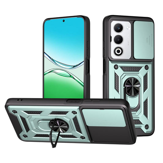 OPPO A5 5G Sliding Camera Cover Magnetic Ring Stand Shockproof TPU + PC Protective Phone Case