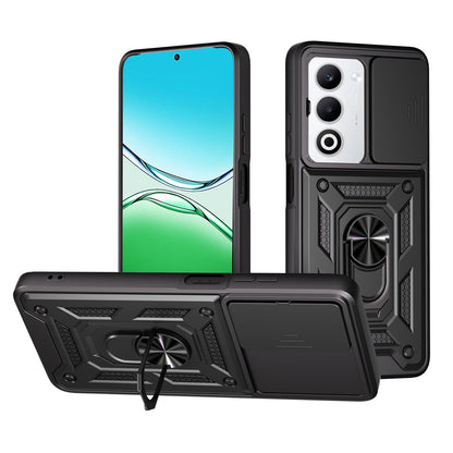 OPPO A5 5G Sliding Camera Cover Magnetic Ring Stand Shockproof TPU + PC Protective Phone Case