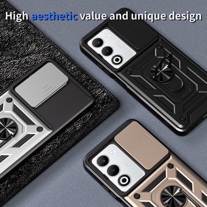 OPPO A5 5G Sliding Camera Cover Magnetic Ring Stand Shockproof TPU + PC Protective Phone Case