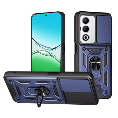 OPPO A5 5G Sliding Camera Cover Magnetic Ring Stand Shockproof TPU + PC Protective Phone Case