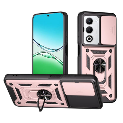 OPPO A5 5G Sliding Camera Cover Magnetic Ring Stand Shockproof TPU + PC Protective Phone Case