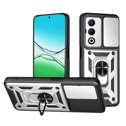 OPPO A5 5G Sliding Camera Cover Magnetic Ring Stand Shockproof TPU + PC Protective Phone Case