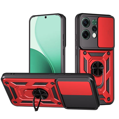 OPPO Reno14 5G Sliding Camera Cover Magnetic Ring Stand Shockproof TPU + PC Protective Phone Case