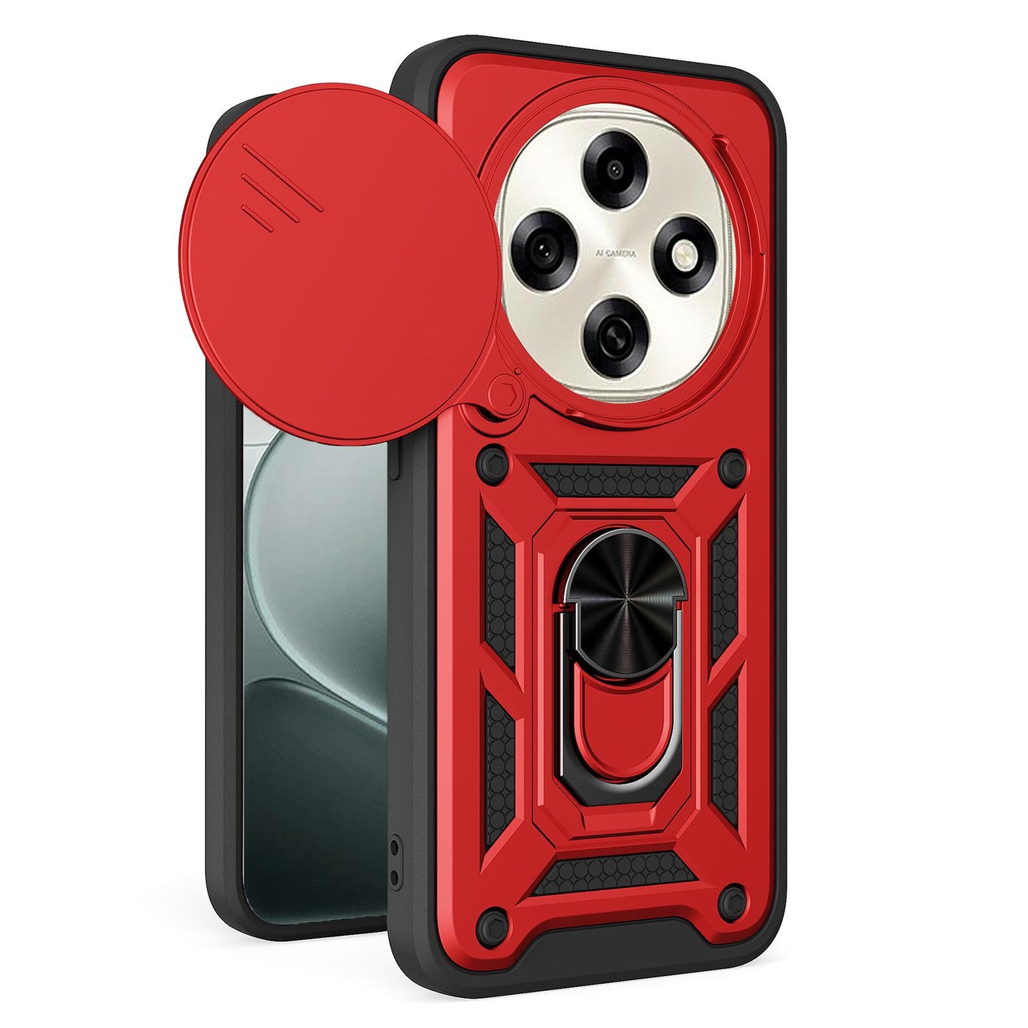 OPPO F31 Pro 5G Sliding Camera Cover Magnetic Ring Stand Shockproof TPU + PC Protective Phone Case