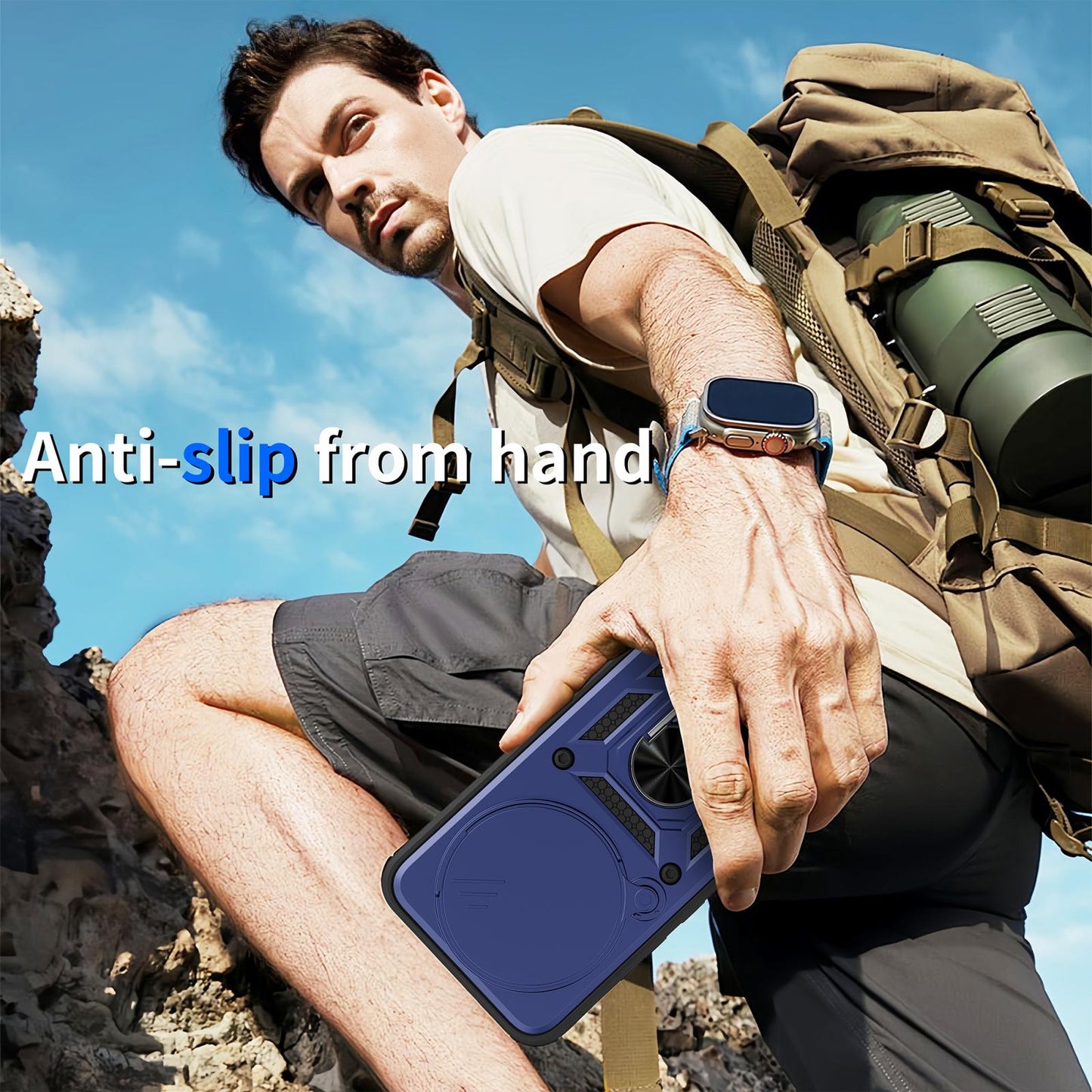 OPPO F31 Pro 5G Sliding Camera Cover Magnetic Ring Stand Shockproof TPU + PC Protective Phone Case
