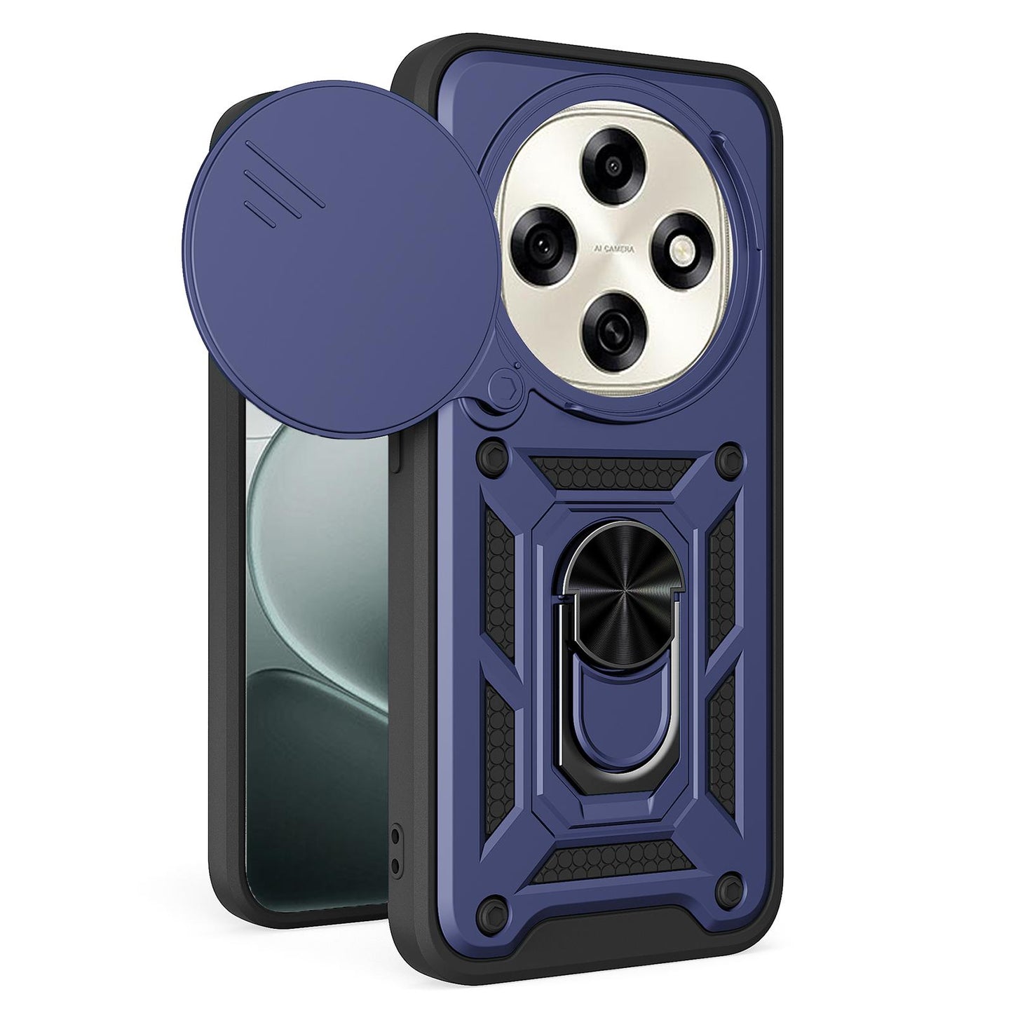 OPPO F31 Pro 5G Sliding Camera Cover Magnetic Ring Stand Shockproof TPU + PC Protective Phone Case