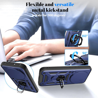 OPPO F31 Pro 5G Sliding Camera Cover Magnetic Ring Stand Shockproof TPU + PC Protective Phone Case