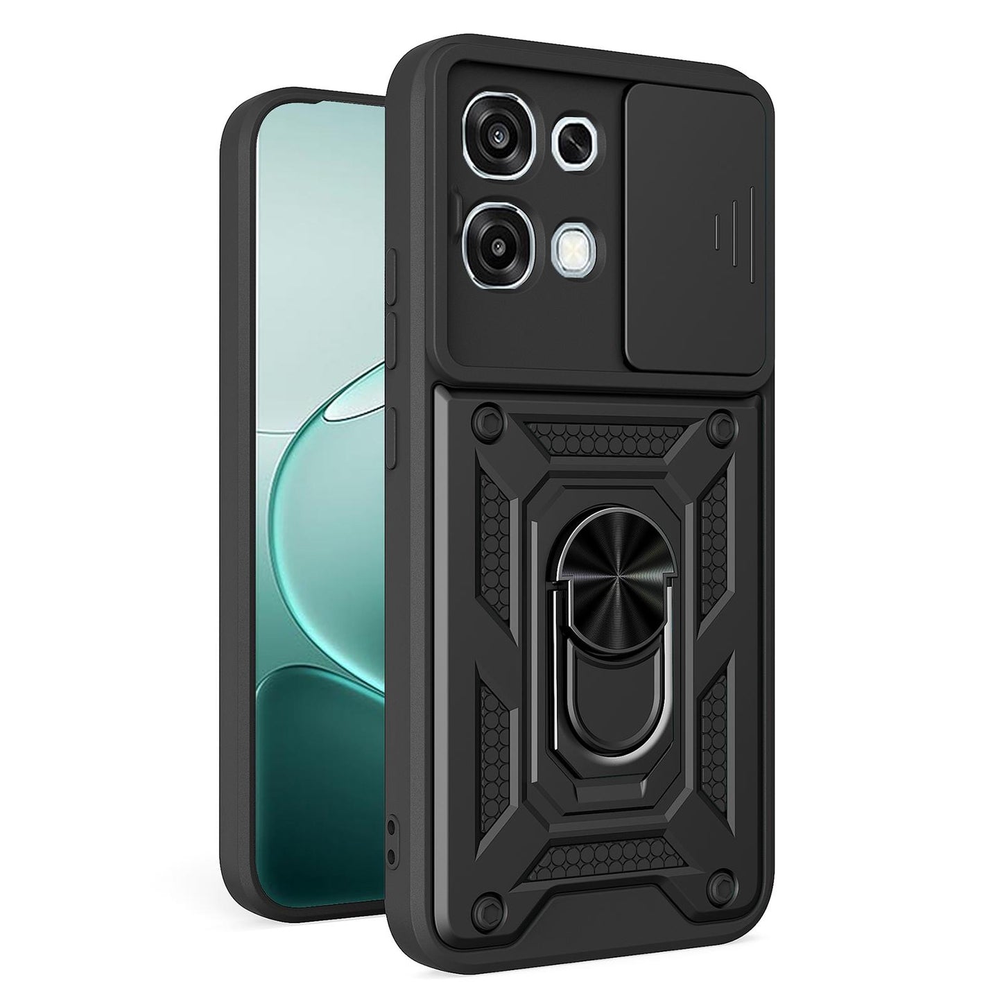 OPPO A6 Pro 4G Sliding Camera Cover Magnetic Ring Stand Shockproof TPU + PC Protective Phone Case